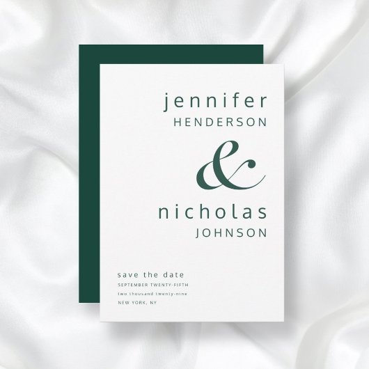 Modern Emerald Green Ampersand Typography Wedding Save The Date