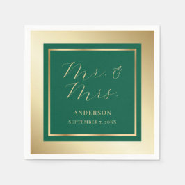 Modern Emerald Green and Gold Wedding Napkins Servet