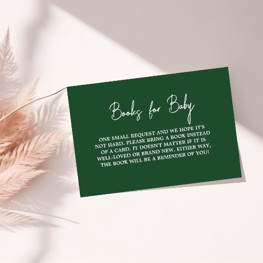 Modern Emerald Green Baby shower Boekaanvraag Informatiekaartje