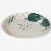 Modern Emerald Green Beige Floral Elegance Papieren Bordje (Gekanteld)
