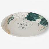 Modern Emerald Green Beige Floral Elegance Papieren Bordje (Gekanteld)