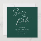 Modern Emerald Green bewaart de datum Save The Date (Voorkant)