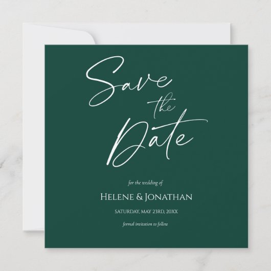 Modern Emerald Green bewaart de datum Save The Date (Voorkant)
