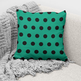 Modern Emerald Green Black Polka Dots Pattern Kussen