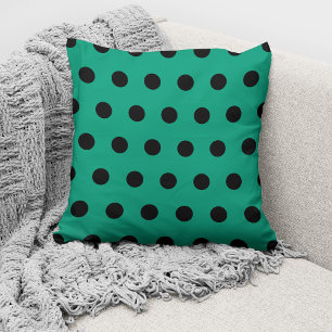 Modern Emerald Green Black Polka Dots Pattern Kussen