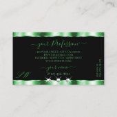 Modern Emerald Green Black Sparkle Jewels Monogram Visitekaartje (Achterkant)