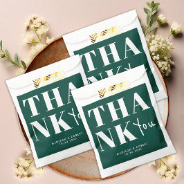 Modern Emerald Green Bold Dank u huwelijksfeest Bedankzakje