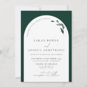 Modern Emerald Green Botanical Script Wedding Kaart (Voorkant)