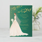 Modern Emerald Green Bride Vrijgezellenfeest Invit Kaart (Staand voorkant)