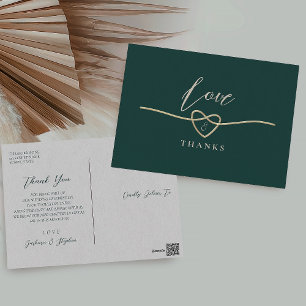 Modern Emerald Green bruiloft dank u Briefkaart