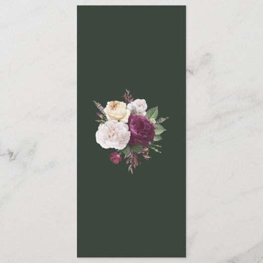 Modern Emerald Green Burgundy Peonies Menu Kaart (Achterkant)