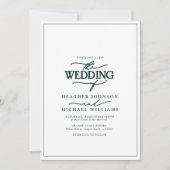 Modern Emerald Green Calligraphy Wedding Kaart (Voorkant)