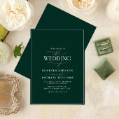 Modern Emerald Green Calligraphy Wedding Kaart