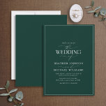 Modern Emerald Green Calligraphy Wedding Kaart<br><div class="desc">Het rendabele, elegante en moderne, eenvoudige, minimalistische emerald green en white typografie bruiloft design kenmerkt 'The Wedding Of' in moderne kalligrafie en Serif tekst als de belangrijkste ontwerpeigenschap, en is gebaseerd op onze beste vrijgezellenfeest-uitnodiging. Op de achterkant van de kaart staat een groene textuur met een smaragdstructuur. De ontwerper van...</div>