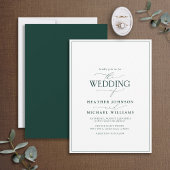 Modern Emerald Green Calligraphy Wedding Kaart