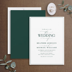 Modern Emerald Green Calligraphy Wedding Kaart