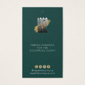 Modern Emerald Green Clothing Price label met logo Visitekaartje (Voorkant)