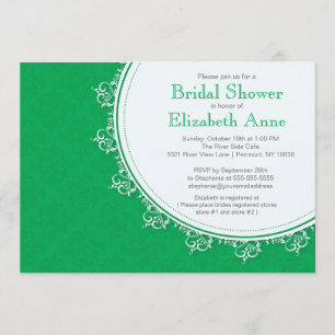 modern Emerald Green Damask Vrijgezellenfeest Kaart