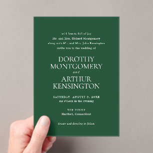 Modern Emerald Green Elegant Wedding Acryl Uitnodigingen