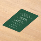 Modern Emerald Green Elegant Wedding Acryl Uitnodigingen (Laagn)
