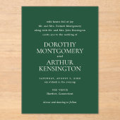 Modern Emerald Green Elegant Wedding Acryl Uitnodigingen (Voorkant)