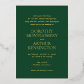 Modern Emerald Green Elegant Wedding Folie Uitnodiging (Voorkant)