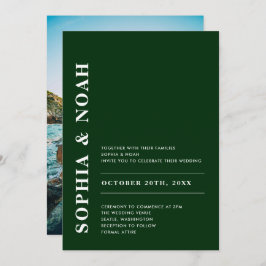 Modern Emerald Green Elegante Eenvoudige Trouwfoto Kaart