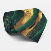 Modern Emerald Green en Gold Agate Mannen Stropdas (Opgerold)