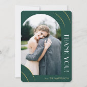 Modern Emerald Green en Gold Photo Wedding Bedankkaart (Voorkant)