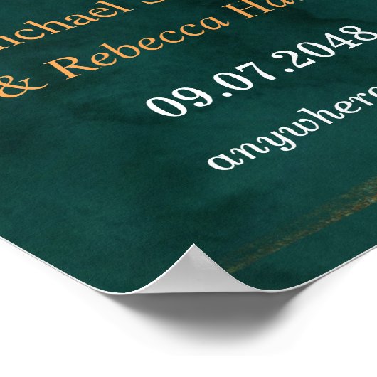 modern emerald green en wint Weddenschap Poster (Hoek)