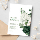 Modern Emerald Green Floral Elegant Boho Wedding Kaart