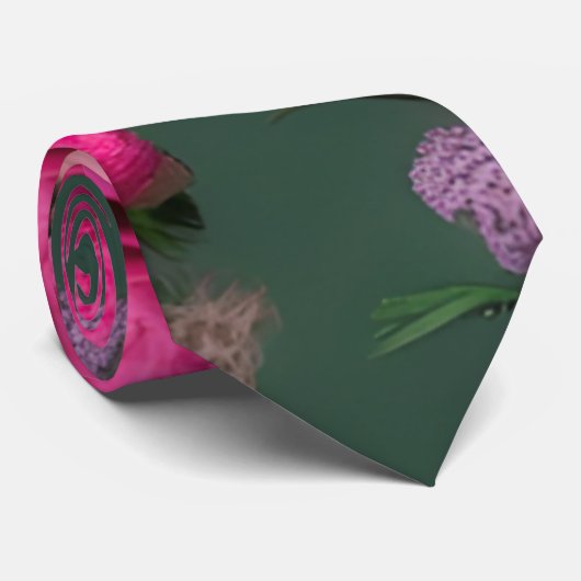 Modern Emerald Green Floral Necktie Stropdas (Opgerold)