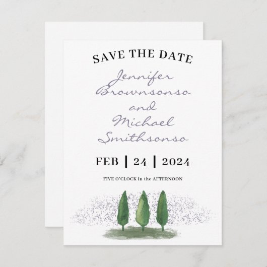 Modern Emerald Green Forest Natuur Wedding Save The Date (Voorkant / Achterkant)