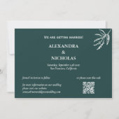 Modern Emerald Green & Foto QR Code Huwelijk Save The Date (Achterkant)