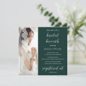 Modern Emerald Green Foto Vrijgezellenfeest Brunch Kaart (Staand voorkant)