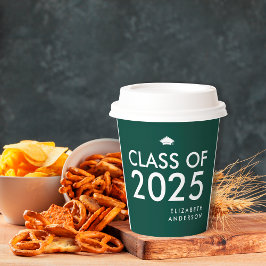 Modern Emerald Green gepersonaliseerde afstudeerfe Papieren Bekers