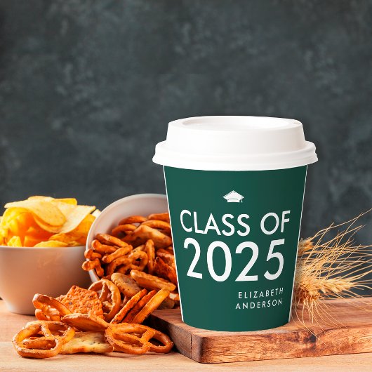 Modern Emerald Green gepersonaliseerde afstudeerfe Papieren Bekers