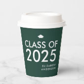 Modern Emerald Green gepersonaliseerde afstudeerfe Papieren Bekers (Voorkant)