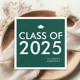 Modern Emerald Green gepersonaliseerde afstudeerfe Servet