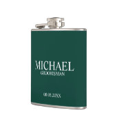 Modern Emerald Green Gepersonaliseerde Groomsman Heupfles (Links)