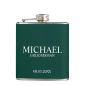 Modern Emerald Green Gepersonaliseerde Groomsman Heupfles (Voorkant)