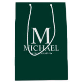 Modern Emerald Green Gepersonaliseerde Groomsman Medium Cadeauzakje (Voorkant)