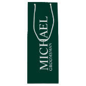 Modern Emerald Green Gepersonaliseerde Groomsman Wijn Cadeautas (Voorkant)