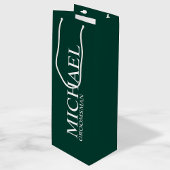 Modern Emerald Green Gepersonaliseerde Groomsman Wijn Cadeautas