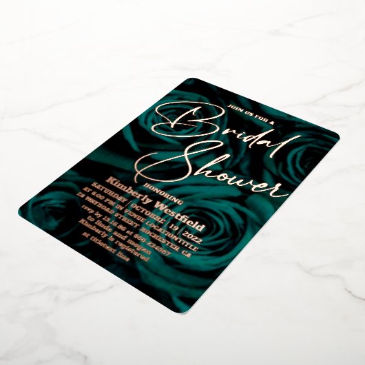 modern Emerald Green Glamour Vrijgezellenfeest Folie Uitnodiging (Gedraaid)