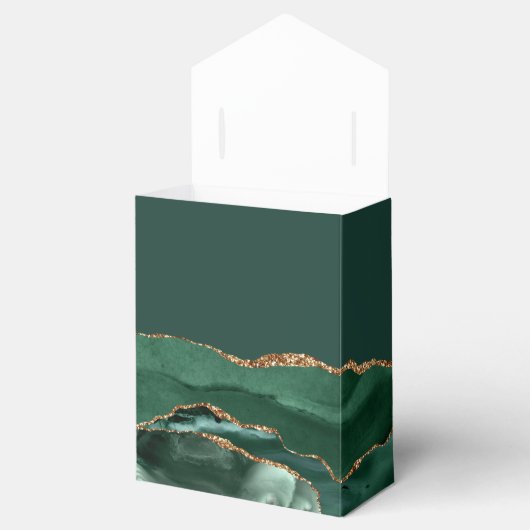 Modern Emerald Green Gold Agate Geode Bedankdoosjes (Geopend)
