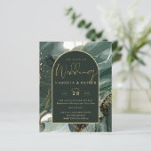 Modern Emerald Green Gold Agate Marble WEDDING (Staand voorkant)