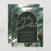 Modern Emerald Green Gold Agate Marble WEDDING (Voorkant / Achterkant)