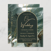 Modern Emerald Green Gold Agate Marble WEDDING (Voorkant / Achterkant)