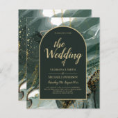 Modern Emerald Green Gold Agate Marble WEDDING (Voorkant / Achterkant)